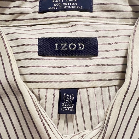 Izod Mens Black and White pinstripe shirt in 100% cotton - Picture 2 of 2